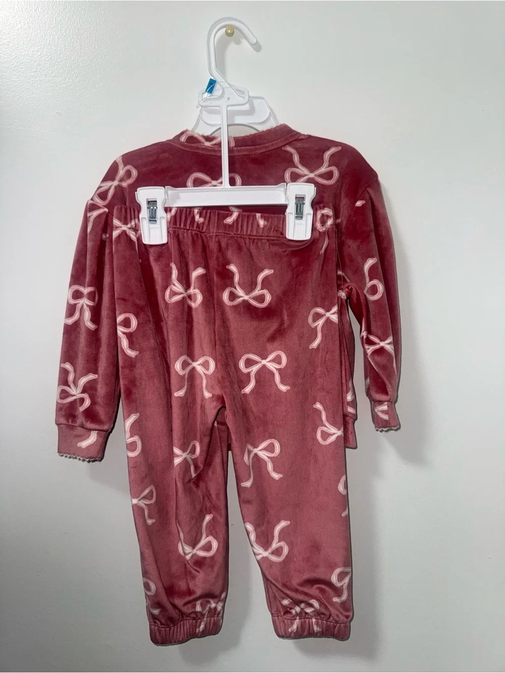 Jessica Simpson Girls Plush Bow-Print Pajama Set - Dusty Rose Pink